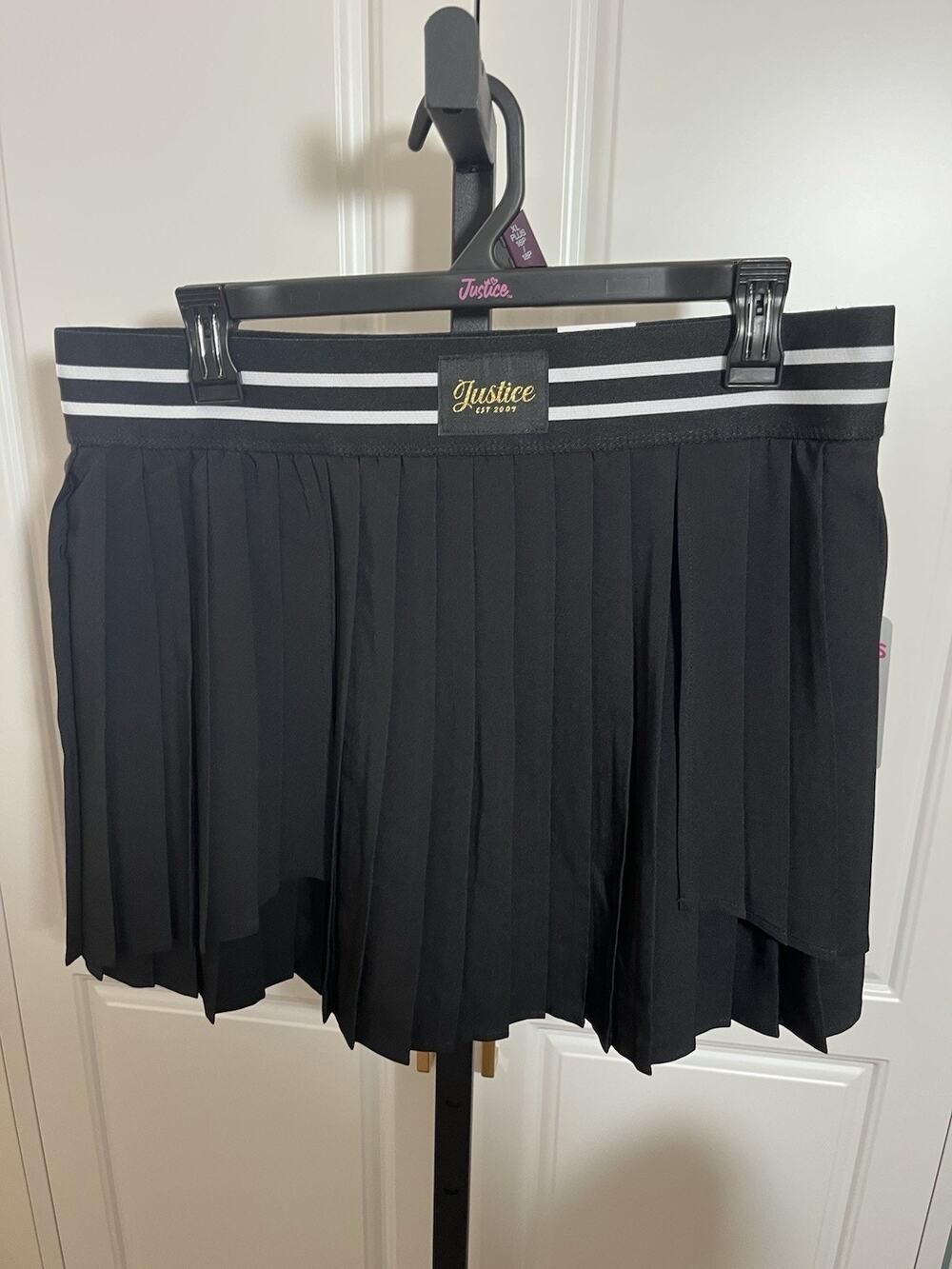 NWT New Girls Justice Black Pleated Skirt With Shorts XL Plus 16/18